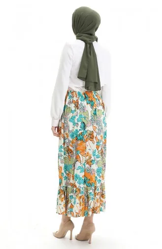 Viscose Stof Elastische Taille Ruche Rok 2012C-03 Oranje 2012C-03