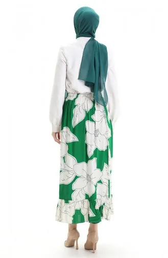 Viscose Fabric Elastic Waist Ruffle Skirt 2012E-04 Emerald Green 2012E-04