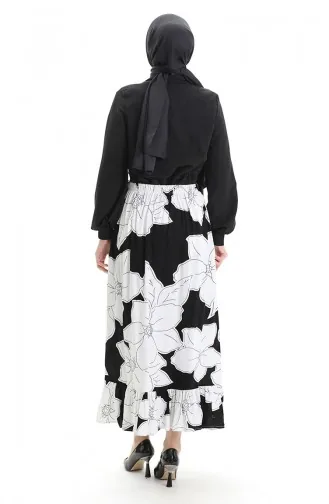Viscose Stof Elastische Taille Ruche Rok 2012E-06 Zwart 2012E-06