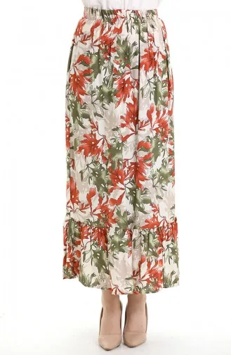 Viscose Stof Elastische Taille Ruche Rok 2012G-03 Khaki 2012G-03