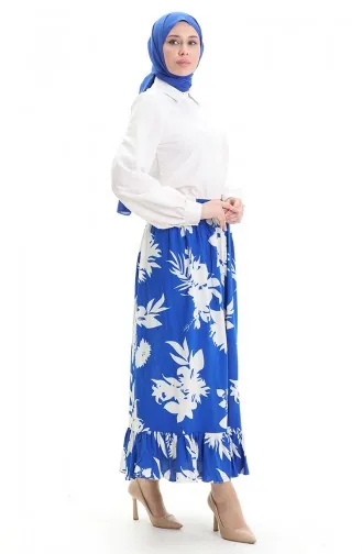 Viscose Fabric Elastic Waist Ruffle Skirt 2012K-01 Saks White 2012K-01