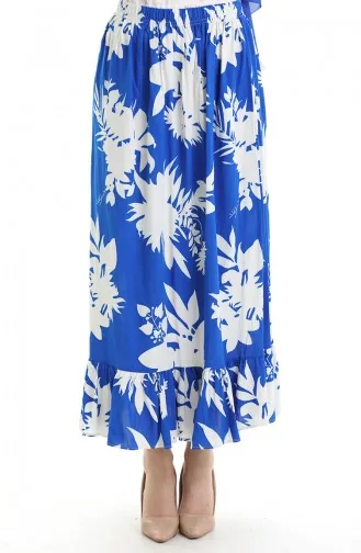 Viscose Fabric Elastic Waist Ruffle Skirt 2012K-01 Saks White 2012K-01