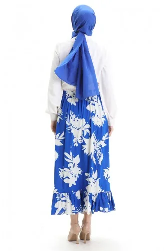 Viscose Fabric Elastic Waist Ruffle Skirt 2012K-01 Saks White 2012K-01