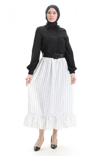 Viscose Fabric Elastic Waist Ruffle Skirt 2012O-02 Ecru 2012O-02