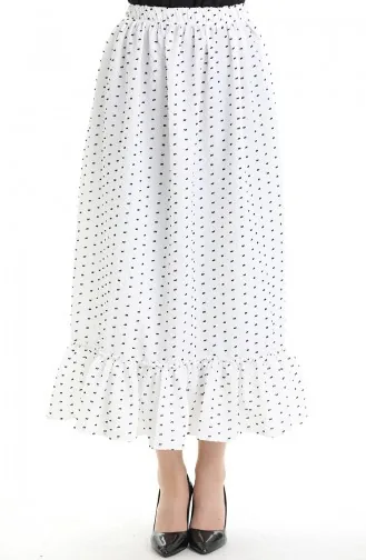 Viscose Fabric Elastic Waist Ruffle Skirt 2012O-02 Ecru 2012O-02