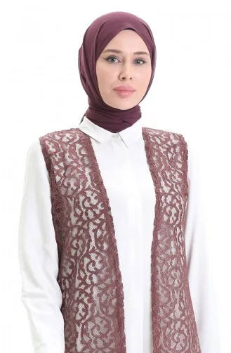 سترة طويلة من الدانتيل 8742-02 وردية غبارية 8742-02