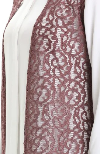 سترة طويلة من الدانتيل 8742-02 وردية غبارية 8742-02