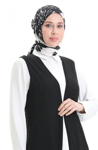 Viscose Gekamd Katoen Lang Casual Vest 8744-01 Zwart 8744-01