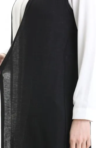 Viscose Gekamd Katoen Lang Casual Vest 8744-01 Zwart 8744-01