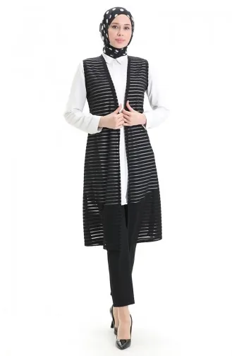 Lange Weste Mit Spitze 8745-01 Schwarz 8745-01