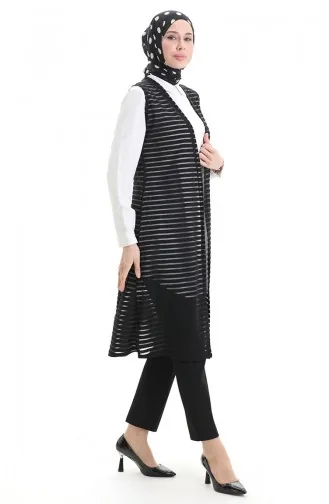 Lange Weste Mit Spitze 8745-01 Schwarz 8745-01