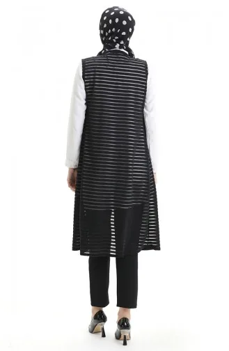 Lange Weste Mit Spitze 8745-01 Schwarz 8745-01