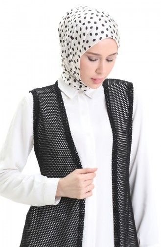 Dantelli Uzun Dökümlü Yelek 8746-01 Siyah