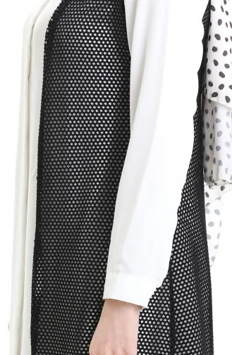 Kanten Lang Vloeiend Vest 8746-01 Zwart 8746-01