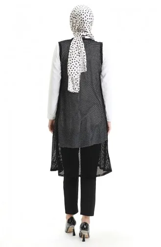 Kanten Lang Vloeiend Vest 8746-01 Zwart 8746-01