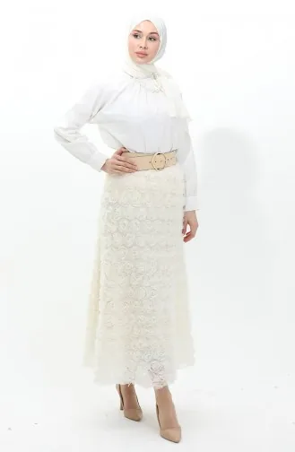 تنورة من التول الوردي 21300-02 كريمي 21300-02