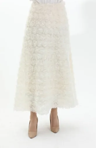 تنورة من التول الوردي 21300-02 كريمي 21300-02