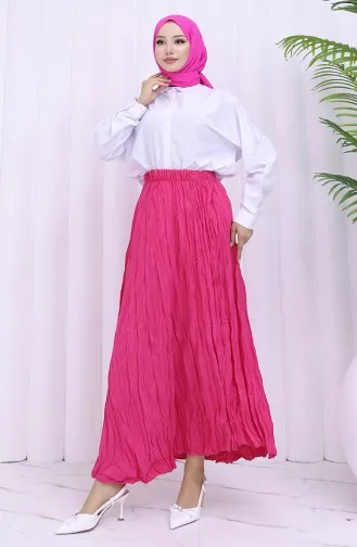 Elastic Waist Krash Skirt 0050-01 Fuchsia 0050-01