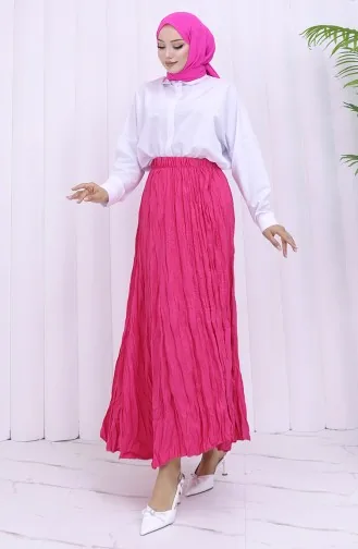 Elastic Waist Krash Skirt 0050-01 Fuchsia 0050-01
