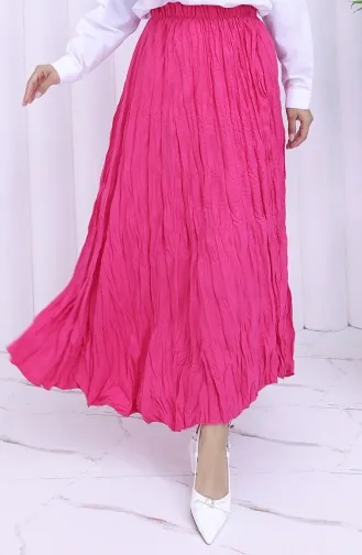 Elastic Waist Krash Skirt 0050-01 Fuchsia 0050-01