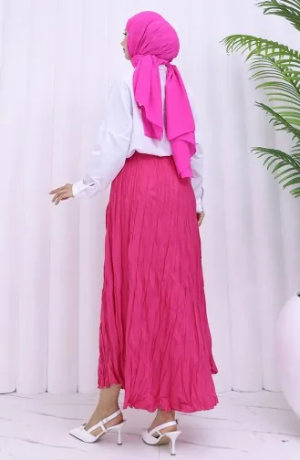 Elastic Waist Krash Skirt 0050-01 Fuchsia 0050-01