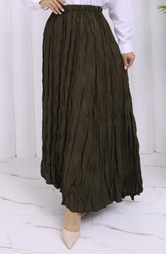 Elastic Waist Krash Skirt 0050-02 Khaki 0050-02