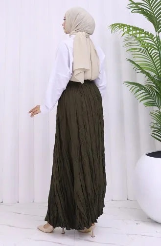 Elastic Waist Krash Skirt 0050-02 Khaki 0050-02