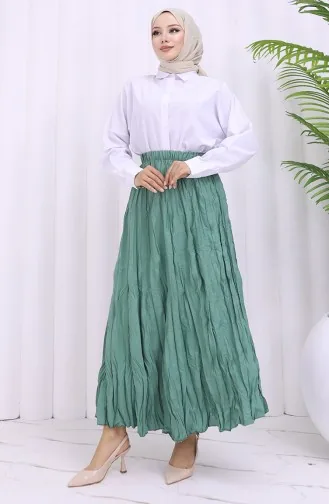 Beli Lastikli Kraş Etek 0050-10 Çağla Yeşil