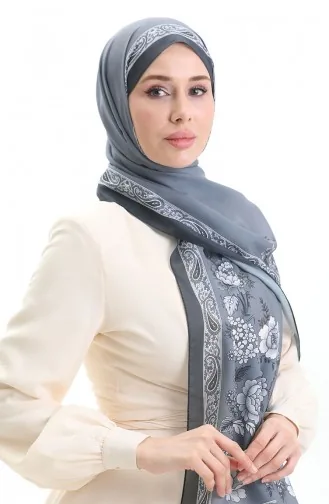 وشاح ناعم منقوش 70271-05 رمادي داكن 70271-05