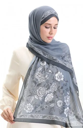 وشاح ناعم منقوش 70271-05 رمادي داكن 70271-05