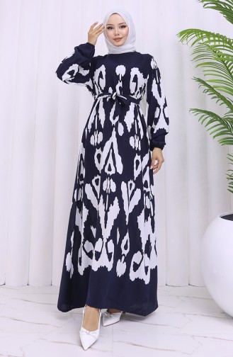 Dunkelblau Hijab Kleider 2033-04