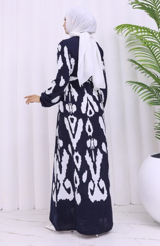 Dunkelblau Hijab Kleider 2033-04