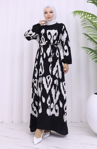 Schwarz Hijab Kleider 2033-06
