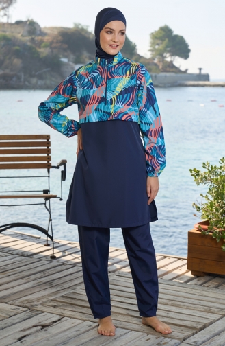 Dunkelblau Hijab Badeanzug 25977-01