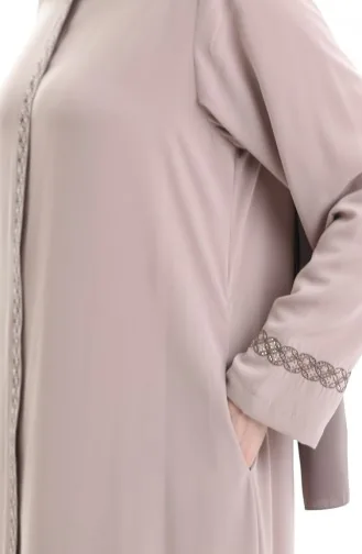 Übergröße Abaya Mit Steinstickerei 5083-07 Nerz 5083-07