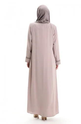 Übergröße Abaya Mit Steinstickerei 5083-07 Nerz 5083-07