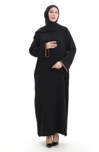 Modalstoff Hurrem Ärmel Abaya 1904-02 Schwarz Kupfer 1904-02