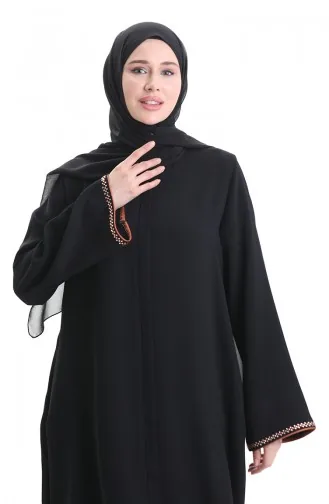 Modalstoff Hurrem Ärmel Abaya 1904-02 Schwarz Kupfer 1904-02