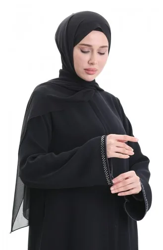 Modal Fabric Hurrem Sleeve Abaya 1904-08 Navy Blue Gray 1904-08
