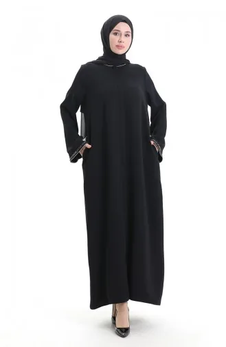 Modal Fabric Hurrem Sleeve Abaya 1904-10 Black Mink 1904-10