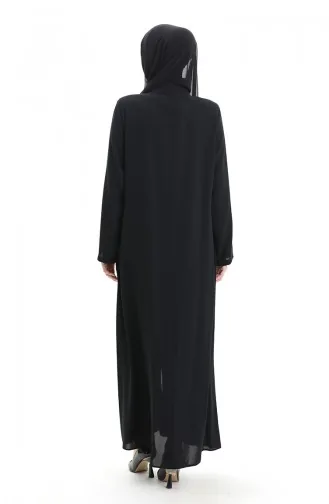 Übergröße Abaya Mit Metallperlen Und Reißverschluss 6148-01 Schwarz 6148-01