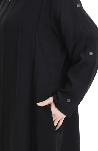 Plus Size Abaya Met Rits En Naadstukken 6177-01 Zwart 6177-01