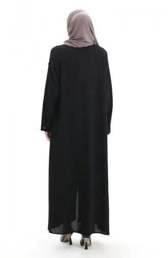 Plus Size Abaya Met Rits En Naadstukken 6177-01 Zwart 6177-01