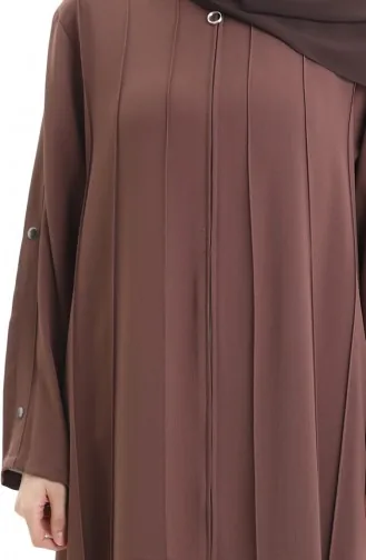 Abaya Zippée Grande Taille Avec Coutures Apparentes 6177-03 Tan 6177-03