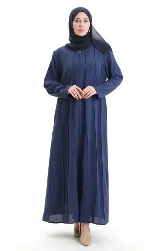 Übergröße Abaya Mit Reißverschluss Und Nahtstücken 6177-05 Indigo 6177-05