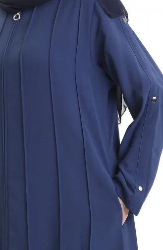 Übergröße Abaya Mit Reißverschluss Und Nahtstücken 6177-05 Indigo 6177-05