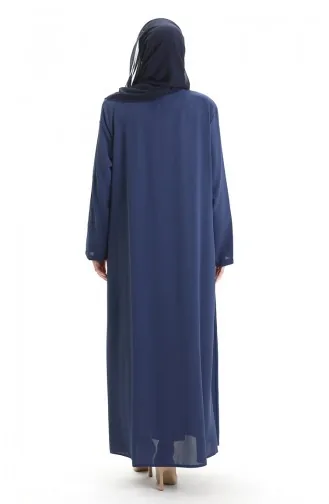 Übergröße Abaya Mit Reißverschluss Und Nahtstücken 6177-05 Indigo 6177-05