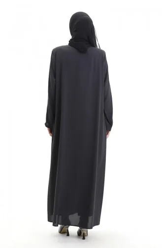 Abaya Zippée Grande Taille Avec Coutures Apparentes 6177-06 Gris 6177-06