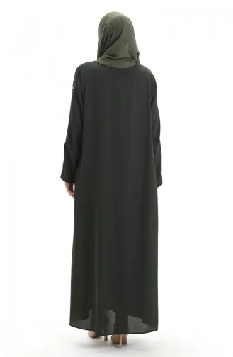 Plus Size Abaya Met Rits En Naaiwerk 6177-08 Khaki 6177-08