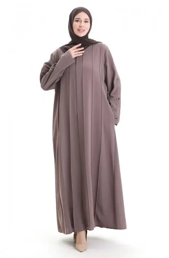 Übergröße Abaya Mit Reißverschluss Und Nähteilen 6177-09 Nerz 6177-09
